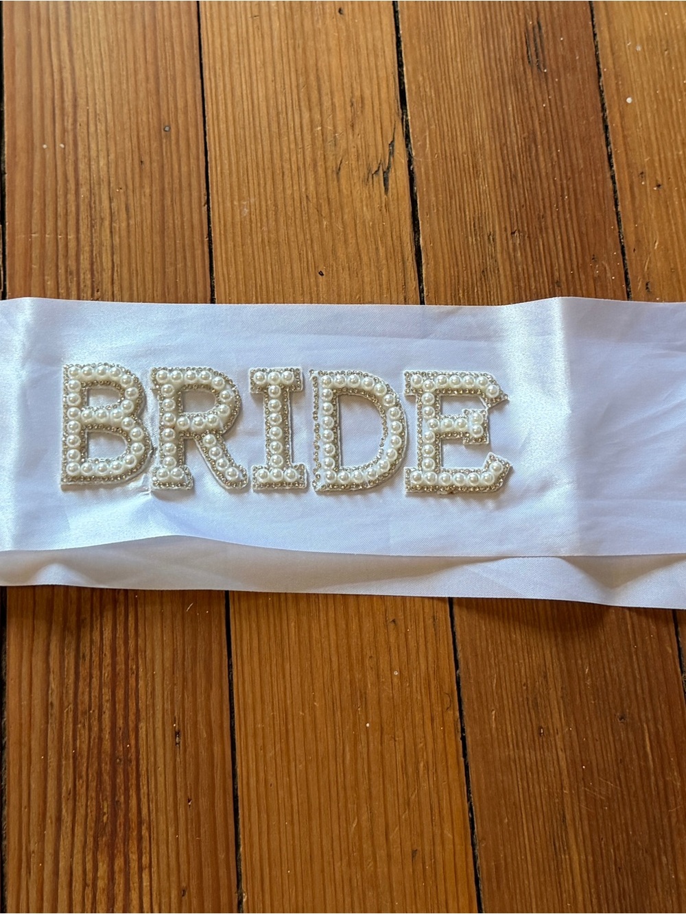 Bride Pearl Satin Sash